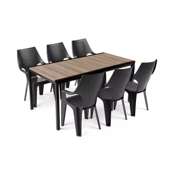 Parker Large 6+1 kerti bútor garnitúra szett kőris-grafit