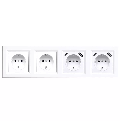 Nova IV kettő dugalj kettő USB csatlakozóval fehér kerettel