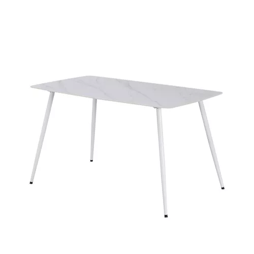 Bora 140 cm szögletes szinterezett kő étkezőasztal fehér